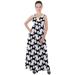 Playful Pups Black And White Pattern Empire Waist Velour Maxi Dress by dflcprintsclothing