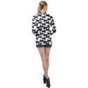 Playful Pups Black and White Pattern Long Sleeve Satin Shirt View2