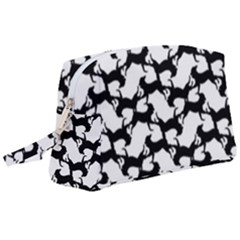 Playful Pups Black And White Pattern Wristlet Pouch Bag (large) by dflcprintsclothing