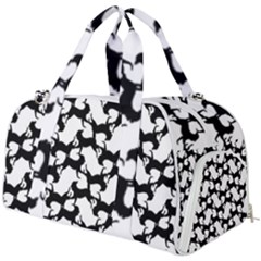 Playful Pups Black And White Pattern Burner Gym Duffel Bag by dflcprintsclothing