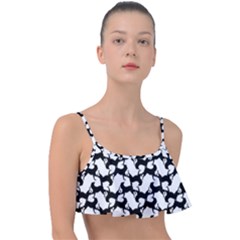 Playful Pups Black And White Pattern Frill Bikini Top by dflcprintsclothing