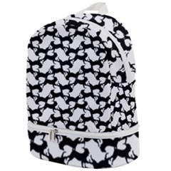 Playful Pups Black And White Pattern Zip Bottom Backpack by dflcprintsclothing