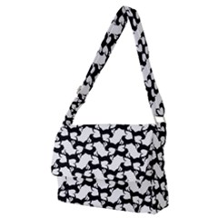 Playful Pups Black And White Pattern Full Print Messenger Bag (m) by dflcprintsclothing