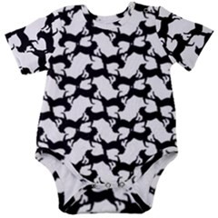 Playful Pups Black And White Pattern Baby Short Sleeve Bodysuit by dflcprintsclothing