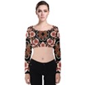 Floral Pattern Flowers Spiral Pattern Beautiful Velvet Long Sleeve Crop Top View1