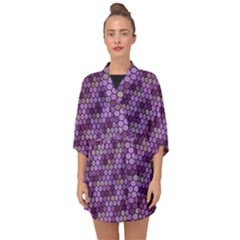 Pattern Seamless Design Decorative Hexagon Shapes Half Sleeve Chiffon Kimono by Ravend