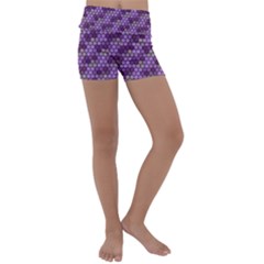 Pattern Seamless Design Decorative Hexagon Shapes Kids  Lightweight Velour Yoga Shorts by Ravend