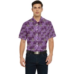 Pattern Seamless Design Decorative Hexagon Shapes Men s Short Sleeve Pocket Shirt  by Ravend