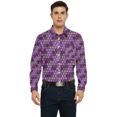 Pattern Seamless Design Decorative Hexagon Shapes Men s Long Sleeve Pocket Shirt  by Ravend