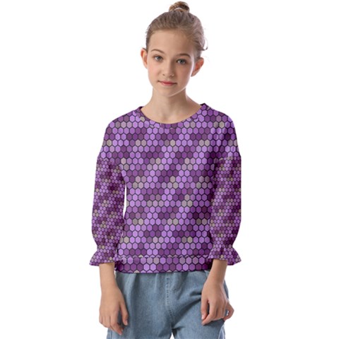 Pattern Seamless Design Decorative Hexagon Shapes Kids  Cuff Sleeve Top by Ravend