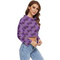 Pattern Seamless Design Decorative Hexagon Shapes Women s Lightweight Cropped Hoodie View3