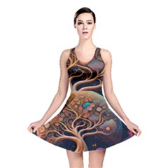 Trees Dream Art Intricate Patterns Digital Nature Reversible Skater Dress by Ravend