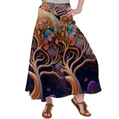 Trees Dream Art Intricate Patterns Digital Nature Satin Palazzo Pants by Ravend