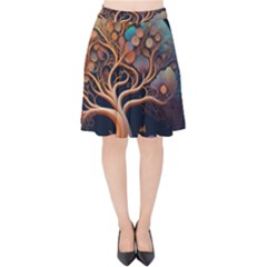 Trees Dream Art Intricate Patterns Digital Nature Velvet High Waist Skirt by Ravend