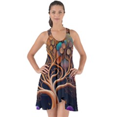 Trees Dream Art Intricate Patterns Digital Nature Show Some Back Chiffon Dress by Ravend