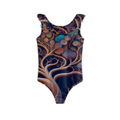 Trees Dream Art Intricate Patterns Digital Nature Kids  Frill Swimsuit by Ravend