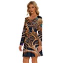 Trees Dream Art Intricate Patterns Digital Nature Long Sleeve Wide Neck Velvet Dress View2