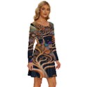 Trees Dream Art Intricate Patterns Digital Nature Long Sleeve Wide Neck Velvet Dress View3