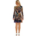 Trees Dream Art Intricate Patterns Digital Nature Long Sleeve Wide Neck Velvet Dress View4