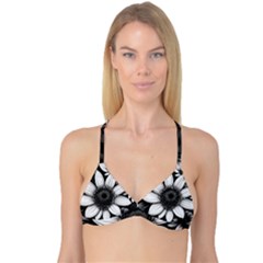 Sketch Flowers Art Background Photorealistic Reversible Tri Bikini Top by Ravend