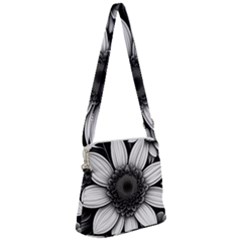 Sketch Flowers Art Background Photorealistic Zipper Messenger Bag by Ravend