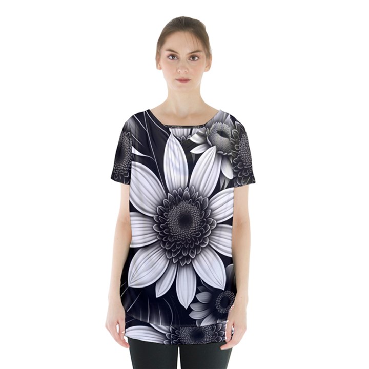 Sketch Flowers Art Background Photorealistic Skirt Hem Sports Top