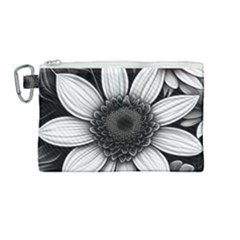 Sketch Flowers Art Background Photorealistic Canvas Cosmetic Bag (medium) by Ravend