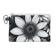 Sketch Flowers Art Background Photorealistic Canvas Cosmetic Bag (large) by Ravend