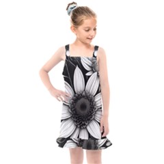 Sketch Flowers Art Background Photorealistic Kids  Overall Dress by Ravend