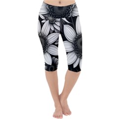 Sketch Flowers Art Background Photorealistic Lightweight Velour Cropped Yoga Leggings by Ravend