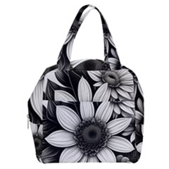 Sketch Flowers Art Background Photorealistic Boxy Hand Bag by Ravend