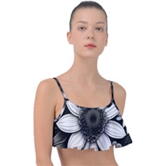 Sketch Flowers Art Background Photorealistic Frill Bikini Top by Ravend