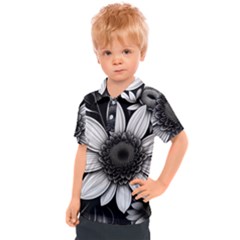 Sketch Flowers Art Background Photorealistic Kids  Polo Tee