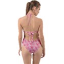 Valentine Romantic Love Watercolor Pink Pattern Texture Halter Cut-Out One Piece Swimsuit View2