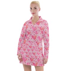 Valentine Romantic Love Watercolor Pink Pattern Texture Women s Long Sleeve Casual Dress by Ravend