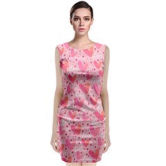 Valentine Romantic Love Watercolor Pink Pattern Texture Classic Sleeveless Midi Dress by Ravend