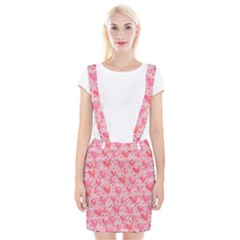 Valentine Romantic Love Watercolor Pink Pattern Texture Braces Suspender Skirt by Ravend