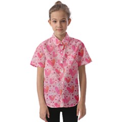 Valentine Romantic Love Watercolor Pink Pattern Texture Kids  Short Sleeve Shirt by Ravend