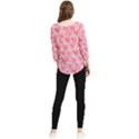 Valentine Romantic Love Watercolor Pink Pattern Texture Chiffon Quarter Sleeve Blouse View2