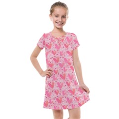 Valentine Romantic Love Watercolor Pink Pattern Texture Kids  Cross Web Dress by Ravend