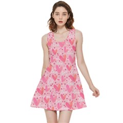 Valentine Romantic Love Watercolor Pink Pattern Texture Inside Out Reversible Sleeveless Dress by Ravend