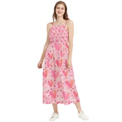 Valentine Romantic Love Watercolor Pink Pattern Texture Boho Sleeveless Summer Dress