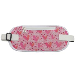 Valentine Romantic Love Watercolor Pink Pattern Texture Rounded Waist Pouch by Ravend