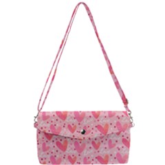 Valentine Romantic Love Watercolor Pink Pattern Texture Removable Strap Clutch Bag by Ravend