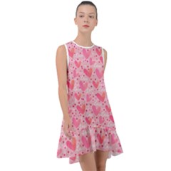 Valentine Romantic Love Watercolor Pink Pattern Texture Frill Swing Dress by Ravend