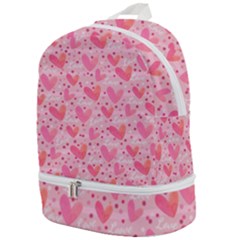 Valentine Romantic Love Watercolor Pink Pattern Texture Zip Bottom Backpack by Ravend