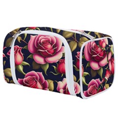 Roses Flowers Pattern Background Toiletries Pouch by Ravend