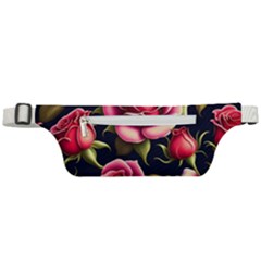 Roses Flowers Pattern Background Active Waist Bag by Ravend