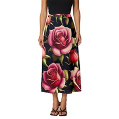 Roses Flowers Pattern Background Classic Midi Chiffon Skirt