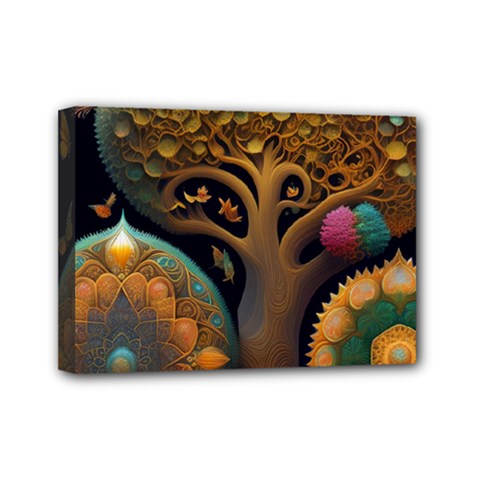 Trees Dream Generative Art Intricate Patterns Mini Canvas 7  X 5  (stretched) by Ravend